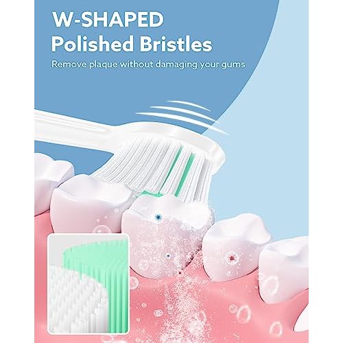 Operan Electric Toothbrush for Adults and Kids Rechargeable Sonic Toothbrush with 5 Modes 2-Min Smart Timer IPX7 Waterproof 40,000 VPM Motor with 8 Brush Heads & Travel Case (Champagne, 1Pack)