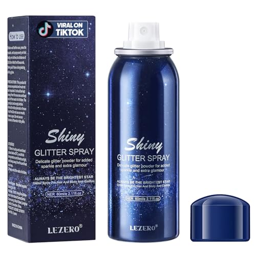Lezero Body Glitter Spray, Temporary Shiny Hairspray for Face, Hair, Clothing, Long Lasting Quick-Drying Shimmer Mist for St. Patrick's Day, Music Festival Rave, Nightclub Party, Prom, 2oz
