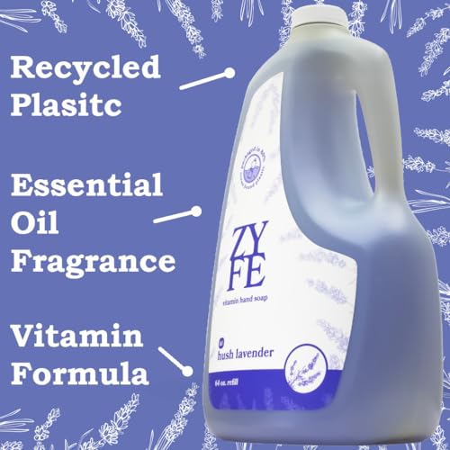 Liquid Hand Soap Refills - Non-Toxic, Plant-Derived Vitamin Infused with Essential Oils - Kitchen Hand Soap Refill & Bathroom Essentials Handsoap Hand Wash - Hush Lavender Scent, 64oz