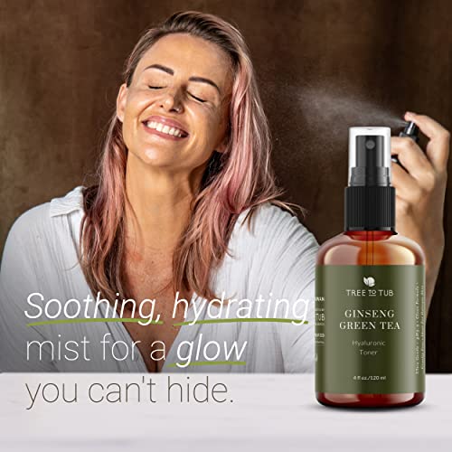 Tree To Tub Hydrating Facial Toner Spray for Dry & Sensitive Skin - Alcohol Free Witch Hazel & Rose Water Face Toner for Women & Men w/Hyaluronic Acid, Vitamin C, Organic Green Tea 2 Pack