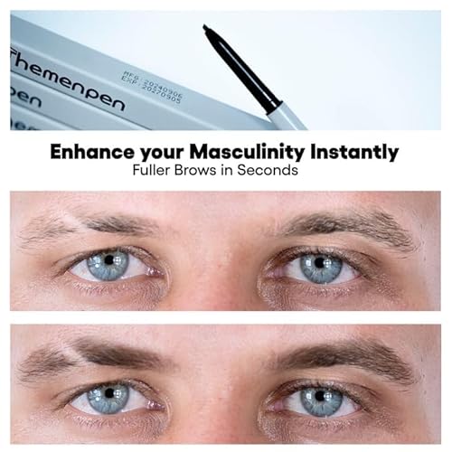 The Men Pen - Waterproof Eyebrow Pen | Beard Filler for Men | 1 Ounces - 3 Pack | Microblading Eyebrow Pen | Hair Filler | Anti-Smudge | Mustache, Beard & Eyebrow Filler | Dark Brown