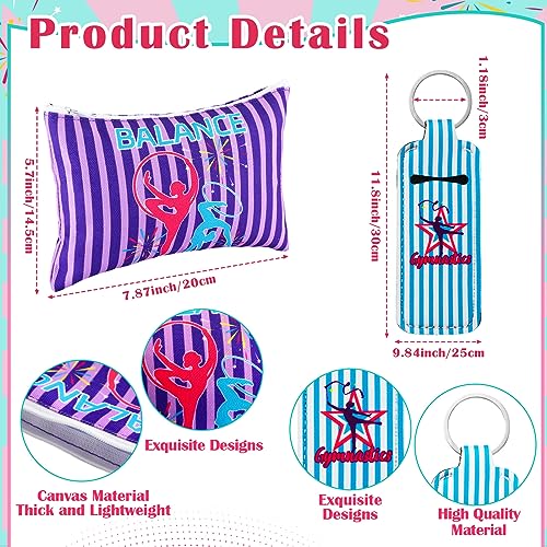 Abbylike 60 Pcs Gymnastics Party Favors 12 Dance Makeup Bag 12 Gymnastics Charm Bracelet 12 Girls Dance Hair Scrunchies 12 Sports Elastics Hair Ties 12 Gymnastics Keychains for Gift Birthday Supplies
