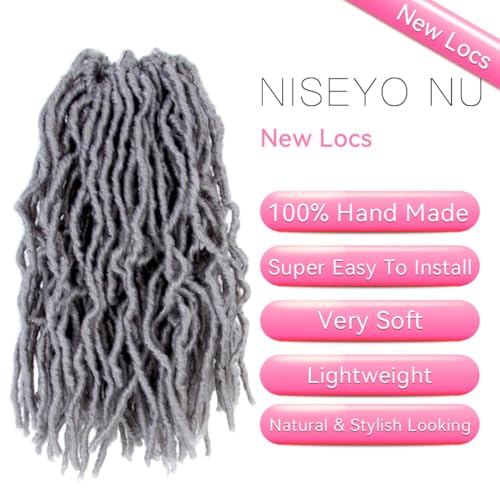 12 Inch Soft Locs Crochet Hair 6 Packs Short Straight Pre-looped New Faux Locs Crochet Hair,Grey