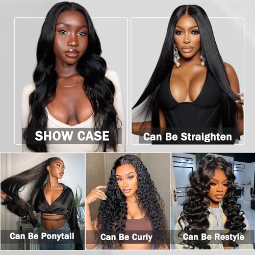 12A Body Wave Human Hair Bundles With Closure(20 22 24+2X6 Lace Closure 18Inch) Brazilian Natural Black 2X6 Hd Lace Closure With Bundles Human Hair Extensions