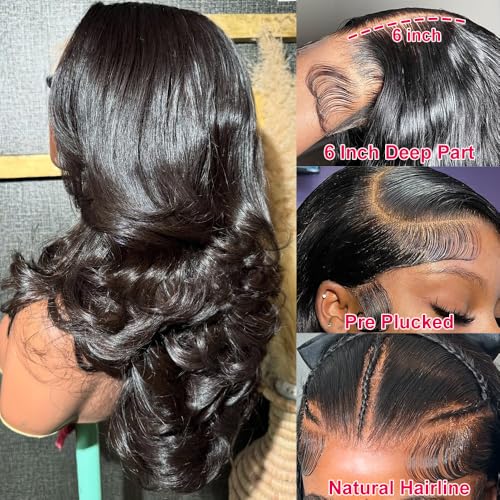 13x6 Body Wave Lace Front Human Hair Wigs Pre Plucked Glueless Body Wave Frontal Wig Human Hair Lace Front Wig Human Hair for Women 34 Inch