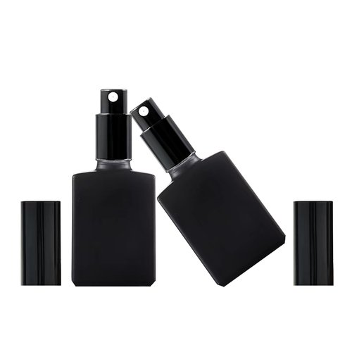 BEGIKET 12 Pack 1 oz Black Square Glass Perfume Spray Bottle, 30ml /1 oz Fine Mist Atomizer Spray Bottles Refillable, for Perfume, Essential Oil and Liqui (Black)