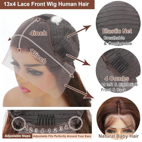 Chocolate Brown Human Hair Wig 26 Inch Brown Wig Human Hair 200 Density Body Wave Lace Front Wigs human hair Pre Plucked 13X4 HD Frontal Wig 4# Colored Glueless Wigs