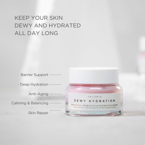 Teluris Dewy Hydration Pre, Pro & Postbiotics Cream - Microbiome boosting moisturizer cream (50ml)