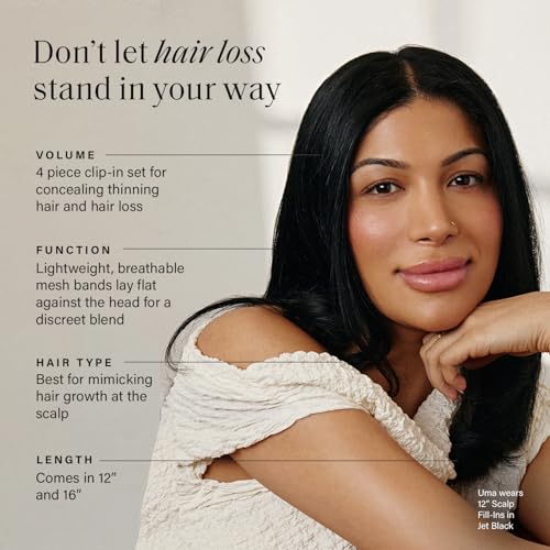 Luxy 100% Remy Human Hair ? Scalp Hair Fill-Ins - Clip-Ins for Scalp & Part Line Coverage - Natural Coverage for Thinning Areas, Lightweight Mesh Bands 30 grams 12" Bronde Balayage Scalp
