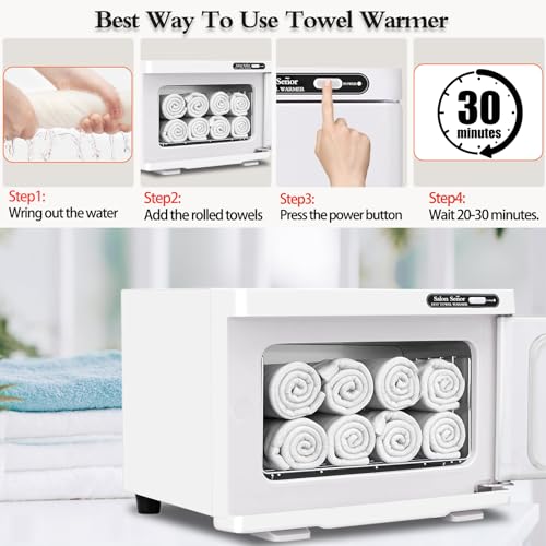 Hot Towel Warmer Cabinet 8L Towel Caddy for use in Facial Spas Salons and Home Use with Essential Oil Spot White