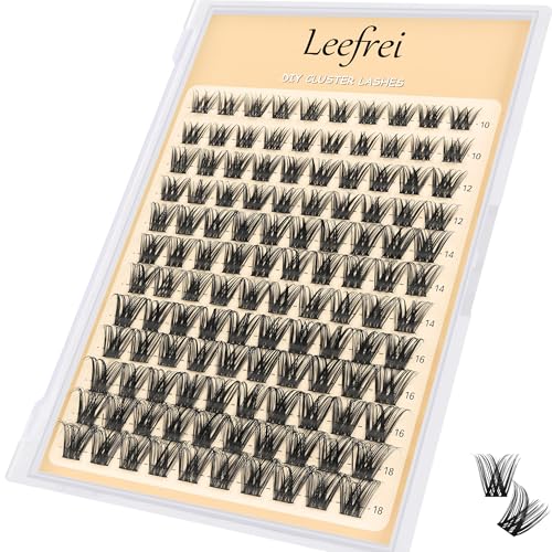 Eyelash Clusters 10-18mm Wispy Lash Clusters D Curl DIY Cluster Lash Extension Kit Individual Lashes Kit With Bond & Seal, Glue Remover, Tweezers(LF01 Lashes Set)