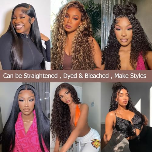 Bundles Human Hair 12A Brazilian Virgin Human Hair Wet and Wavy Bundles 22 24 26 28 Inch 100% Unprocessed Deep Curly Weave Human Hair Extensions Natural Black
