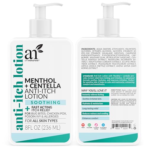 Artnaturals Anti-Itch Lotion ? Fast Itch Relief with Menthol & Centella ? Soothes Bug Bites, Poison Ivy, Chicken Pox & Allergies ? Hydrating, Non-Greasy for All Skin Types