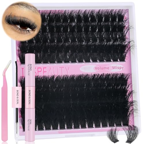 Lash Clusters Kit 150D+200D Thick Lash Clusters Eyelash Extension Kit 12-20mm Individual Lashes Kit with Lash Bond and Seal, Lash Tweezers for DIY Lashes Extension by INSPEAUTY