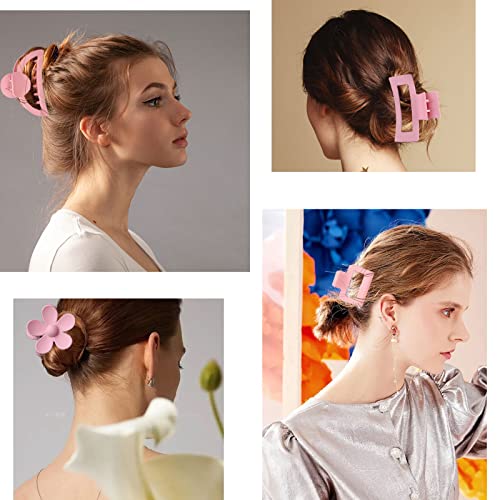 Pink Hair Clips, 6 Pack Cute Hair Clips for Thin Thick Hair 1.85-4.5 Inch Matte Non Slip Jaw Clips Flower Banana Butterfly Claw Clips Hair Accessories for Women and Girls¡¦