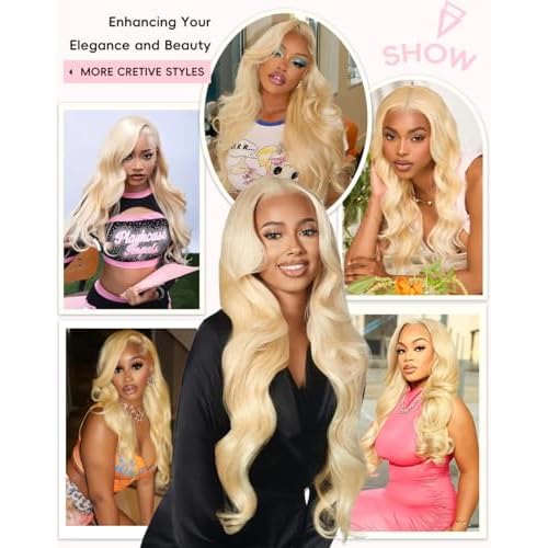 613 Lace Front Wig Human Hair Guaranteed 100% Virgin Human Hair 26 Inch 13x6 Body Wave Blonde Wig Human Hair 200 Density 613 HD Lace Frontal Wigs Takes Color Evenly Streak-Free Triple Lifespan 3X