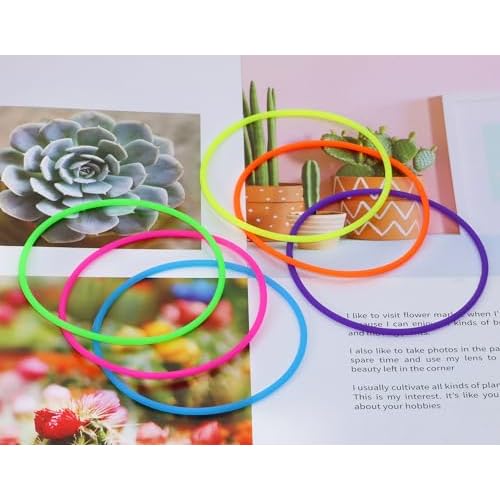 Penta Angel Silicone Jelly Hair Tie Bracelet 30Pcs Adult Size Retro Solid Neon 80s Style Costume Wrist Band Elastics for Men Women Party Favors (30)