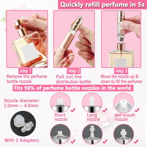 Travel Atomizer - 2-Pack Refillable 5ML Perfume Sprayer, Pocket Dispenser, Leakproof (Black & Gray)
