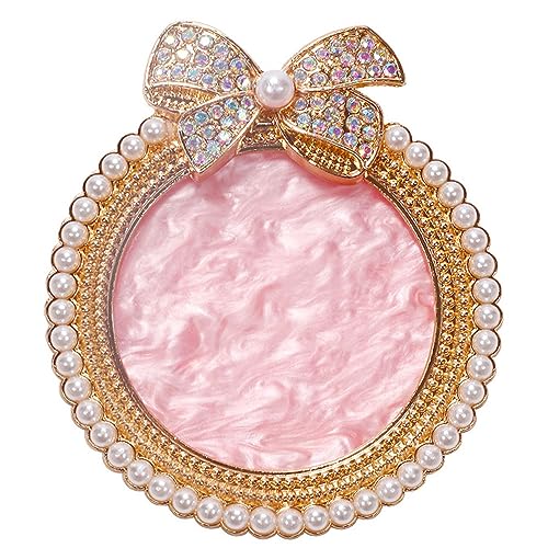 Resin Nail Art Palette, Nail Art Painting Mixed Color Palette, Bow Decorated with Rhinestones and Pearls Nail Art Display Board (Golden)