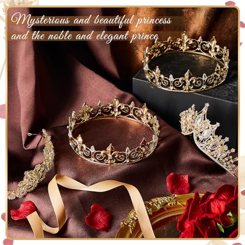 Henoyso 4 Pcs Prom King and Queen Crowns for Men Women Halloween Party King Queen Tiara Headband Homecoming Party Favor