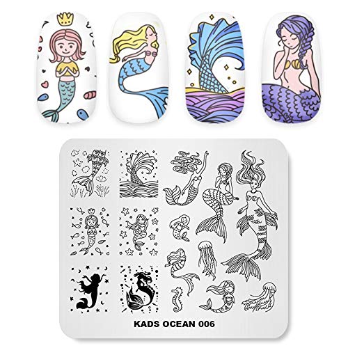 KADS 5Pcs Nail Stamp Plates Set Nails Art Stamping Plate Set Nail Plate Template Image Plate Ocean Series