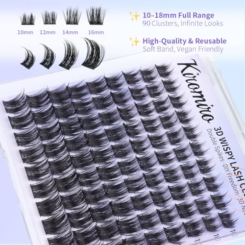 Lash Clusters Spike Cluster Eyelash Extensions Volume Eye Lash Clusters Wispy 10-16mm DIY Lashes Extension Thick Manga Eyelash Clusters for Bold Look