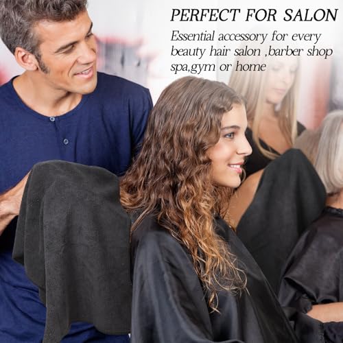 Shimeyao 24 Pack Bleach Proof Towels Microfiber Absorbent Resistant Hair Hand Towels Bulk Quick Dry for Barber Gym Bath Spa Shaving (Black,16 x 29 Inch)