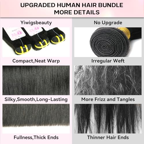 Real Raw Straight Bundles Human Hair 12A Human Hair Bundles 100% Unprocessed Virgin Double Weft Hair Bundle Natural Black Hair Extension for Women (1B Straight, 18 20 22 Inch)