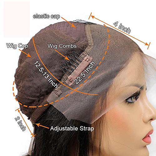 Hair 4/27 Ombre Brown Honey Blonde Short Bob Wig 13x4 Lace Front Human Hair Wig Natural Hairline Pre Plucked With Baby Hair Brazilian Remy Virgin Hair 150 Density 10 Inch