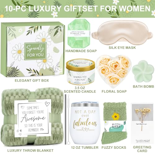 Birthday Gifts for Women, Self Care Gift Get Well Soon Gifts Basket for Women, Flower Relaxing Spa Gift Basket Bath Set,Unique Luxury Self Care Box Gift for Mom Her Wife Sister Girlfriend, Girl Friend