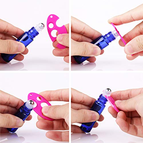 inice 100 Pack,10ml Roller Bottles for Essential Oils Cobalt Blue Thick Glass Stainless Steel Roll On Ball Bottles