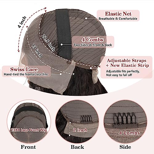 Benehair 22 Inch Body Wave Lace Front Wigs Human Hair 13x4 Lace Frontal Glueless Wigs Human Hair Pre Plucked with Baby Hair 180% Density Human Hair Wigs for Black Women Natural Black