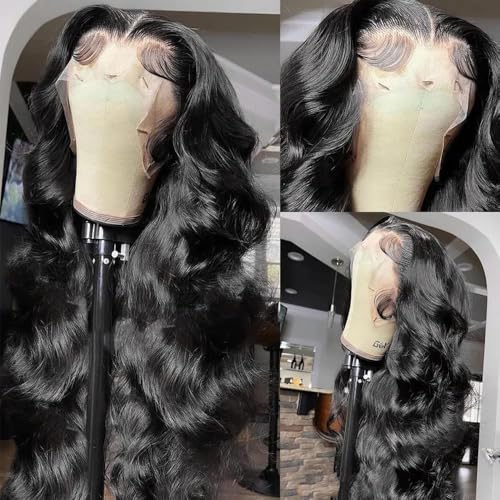 Grace Queen 200% Density 360 Lace Front Wigs Human Hair Pre Plucked 360 Body Wave HD Transparent Lace Front Wigs Human Hair for Women Glueless Full Lace Wig Brazilian Virgin Hair 20inch