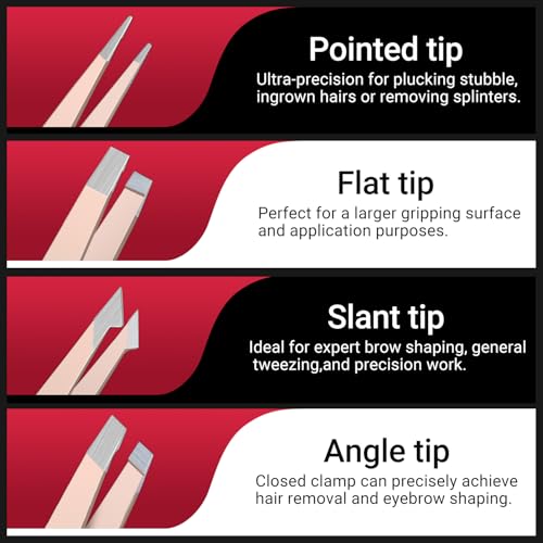 TsMADDTs Tweezers for Women Facial Hair, 8 in 1 Eyebrow Kit with Tweezers, Eyebrow Trimmer Scissors, Razor, Brush with Travel Bag, Hair Plucking Daily Beauty Tools