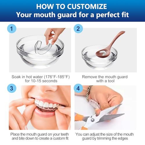 Mouth Guard for Grinding Teeth at Night, Night Guards for Teeth Grinding, Mouthguards for Grinding of Teeth, Mouth Guard for Clenching Teeth at Night with 12 Cleaning Tablets