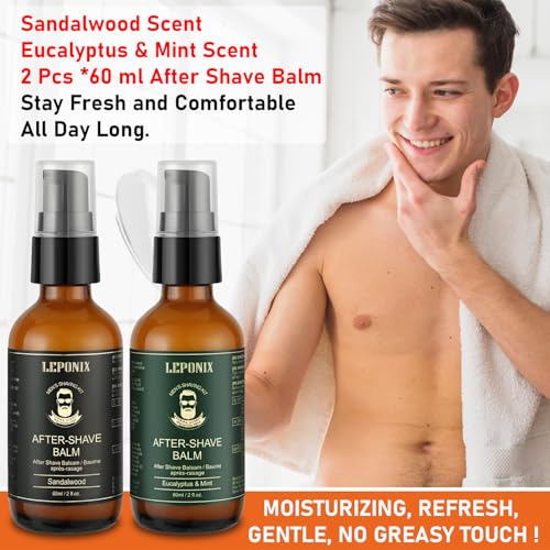 After Shave Balm for Men, Luxury After Shave Lotion for Mens Skin Care with Eucalyptus & Mint/Sandalwood - Cooling, Hydrating and Razor Bump Relief, Post Shave Balm Perfection for Soothe Skin