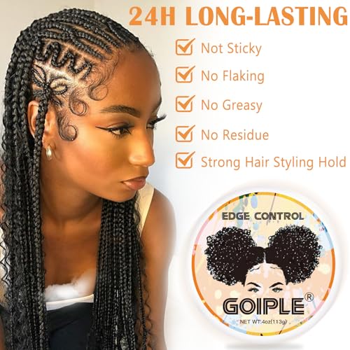 Edge Control Wax for Black Women - Strong Hold, Non-greasy Smoother for Black Hair, No Flaking or White Residue, Shine Hair Gel (Citrus Scent)