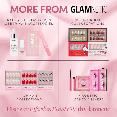 Glamnetic Press On Nails - Frosted Cranberry | Short Almond Fake Nails in Deep Red with Jelly Finish, Salon Quality Holiday Nails | 15 Sizes - 30 Nail Kit with Glue