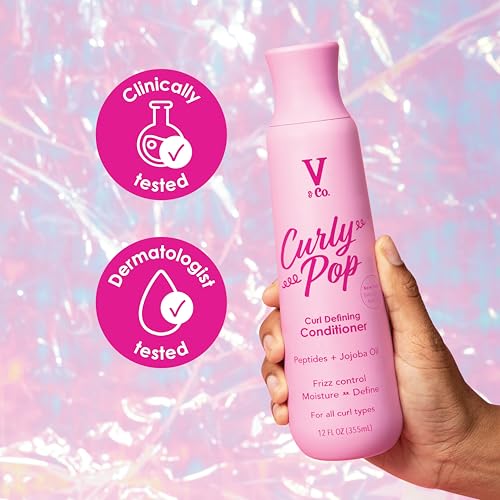 V&Co. Beauty Curly Pop Curl Defining Conditioner ? Sulfate Free & Paraben Free Hydrating Hair Care with Peptides, Amino Acids & Jojoba Oil for Moisture, Frizz Control & Curl Definition ? 12 fl oz