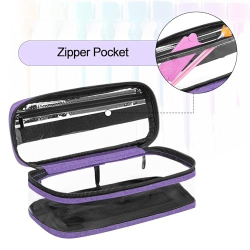 BAFASO Small Clear Nail Polish Organizer Case Holds 12 Bottles (15ml - 0.5 fl.oz), PVC Nail Polish Storage with a Removable Inner Pouch (Bag Only), Purple (Patented)