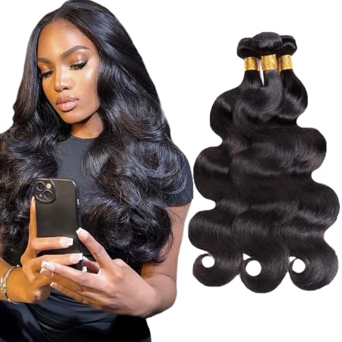 Human Hair Bundle 12 14 16 Inch Body Wave Bundles Unprocessed Brazilian Virgin Hair Extensions 3 Bundles Natural Black Color