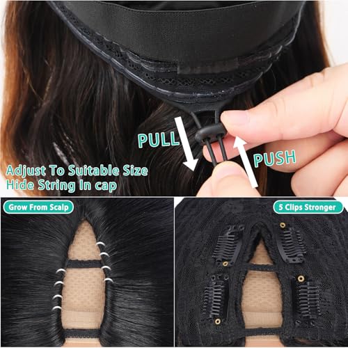 V Part Wig Human Hair Body Wave Glueless No Leave Out Upgrade 26 Inch U Part Wigs Human Hair Clip In Half Wigs 100% Real Human Hair Elastic Drawstring For Women 180% Density #1B/30