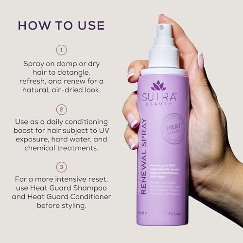 SUTRA Heat Guard Renewal Hair Spray for Frizzy, Dry & Damaged Hair - Thermal Protecting Hairspray Hydrates, Protects & Repairs Against Heat with Hyaluronic Acid - Anti-Frizz Haircare Products