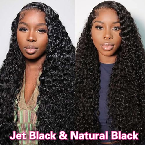 13x6 Jet Black Burmese Curly Lace Front Wigs Human Hair Full Head Lace Frontal Wigs 250 Density Brazilian Full Lace Wigs Preplucked With Baby Hair 250 Density(26 inch)