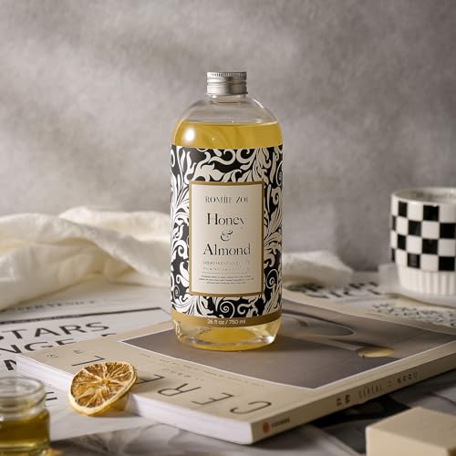 ROMIIE ZOI Liquid Hand Soap Refill, Honey & Almond, Gentle & Moisturizing Formula for Home & Kitchen, 750 ML/ 26 FL OZ