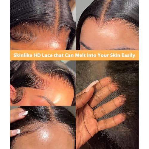 Mlip 5x5 HD Lace Closure Body Wave, 0.10mm Ultra Thin Invisible Swiss Lace, Skinlike Real HD Lace Melt into Skin Perfectly, Pre-plucked Natural Hairline, Raw Indian Human Hair 20 Inches