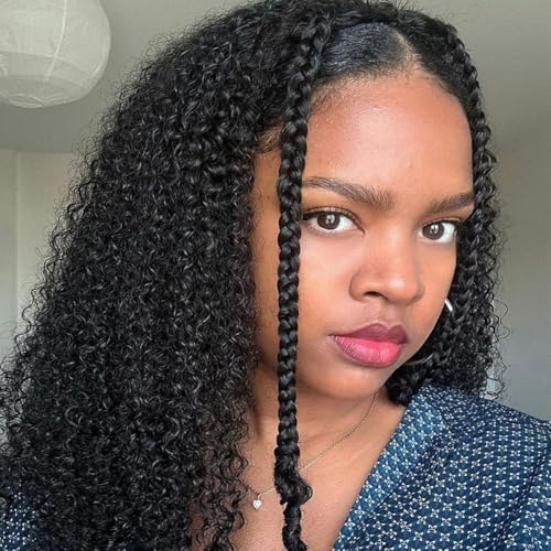 Curly Half Wig,200 Density Kinky Curly Half Wig Human Hair 3 In 1 Seamless Flip Over Glueless Wigs Human Hair with Drawstring Beginner Friendly Curly Wig Headband Wig for Women Daily Wear 20 Inch