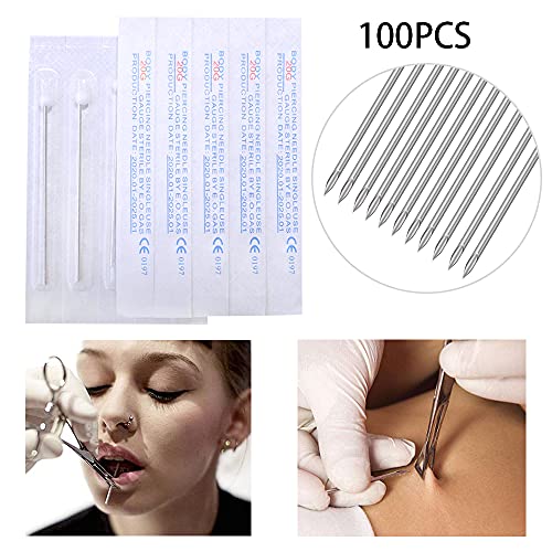 Piercing Needles - LQ 100Pcs 16G Body Piercing Needles Disposable Professional Piercing Needles for Body Ear Navel Nose Lip Nipple (16G 100PC)