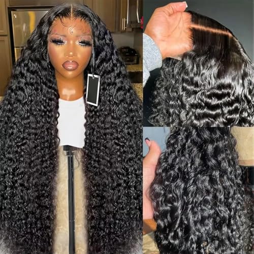28Inch 13X6 Lace Front Wigs Human Hair 200% Density Deep Wave HD Transparent Lace Front Wigs Human Hair Pre Plucked Glueless Wigs Deep Curly Human Hair for Women With Baby Hair