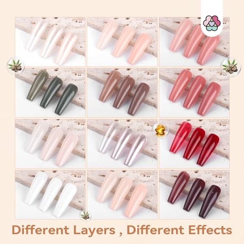 SAVILAND Nail Polish Set with Base Top Coat: Quick Dry 12 Classic Pink Nail Polish Non Gel Regular Nails Polish Kit with Castor Oil Toe Nail Lacquer Set for Women Nail Art 0.34 oz Fall Autumn